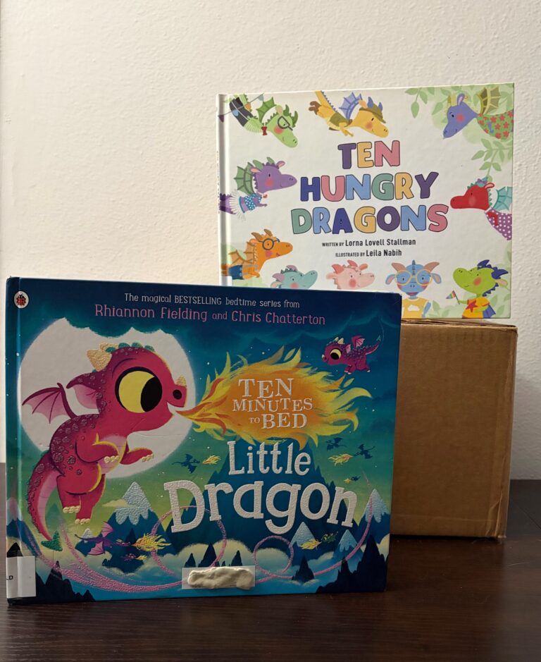 Ten Hungry Dragons by Lorna Lovell Stallman and Ten Minutes to Bed, Little Dragon by Rhiannon Fielding and Chris Chatterton.